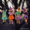 Classic Victorian Little Witch Girls Set of 4 Ornaments, Vintage Halloween Tree Resin Decoration